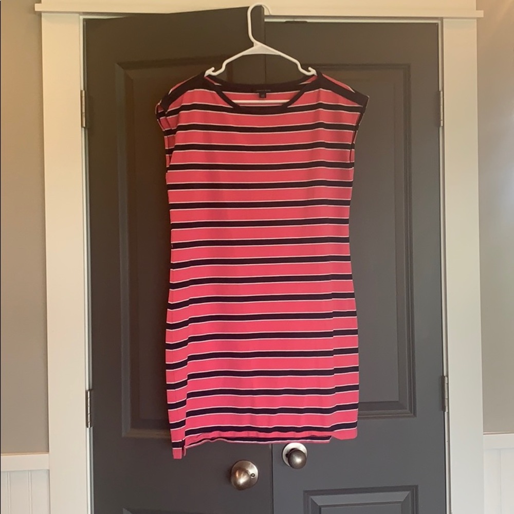 Pink and Navy Striped Dress